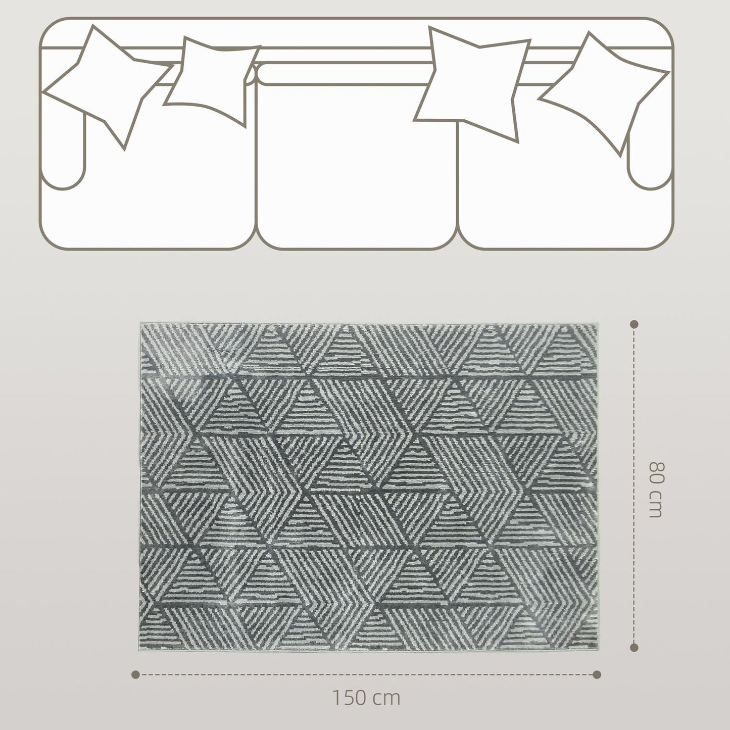 Dark Grey Washable Living Room Rug – 150 x 80 cm