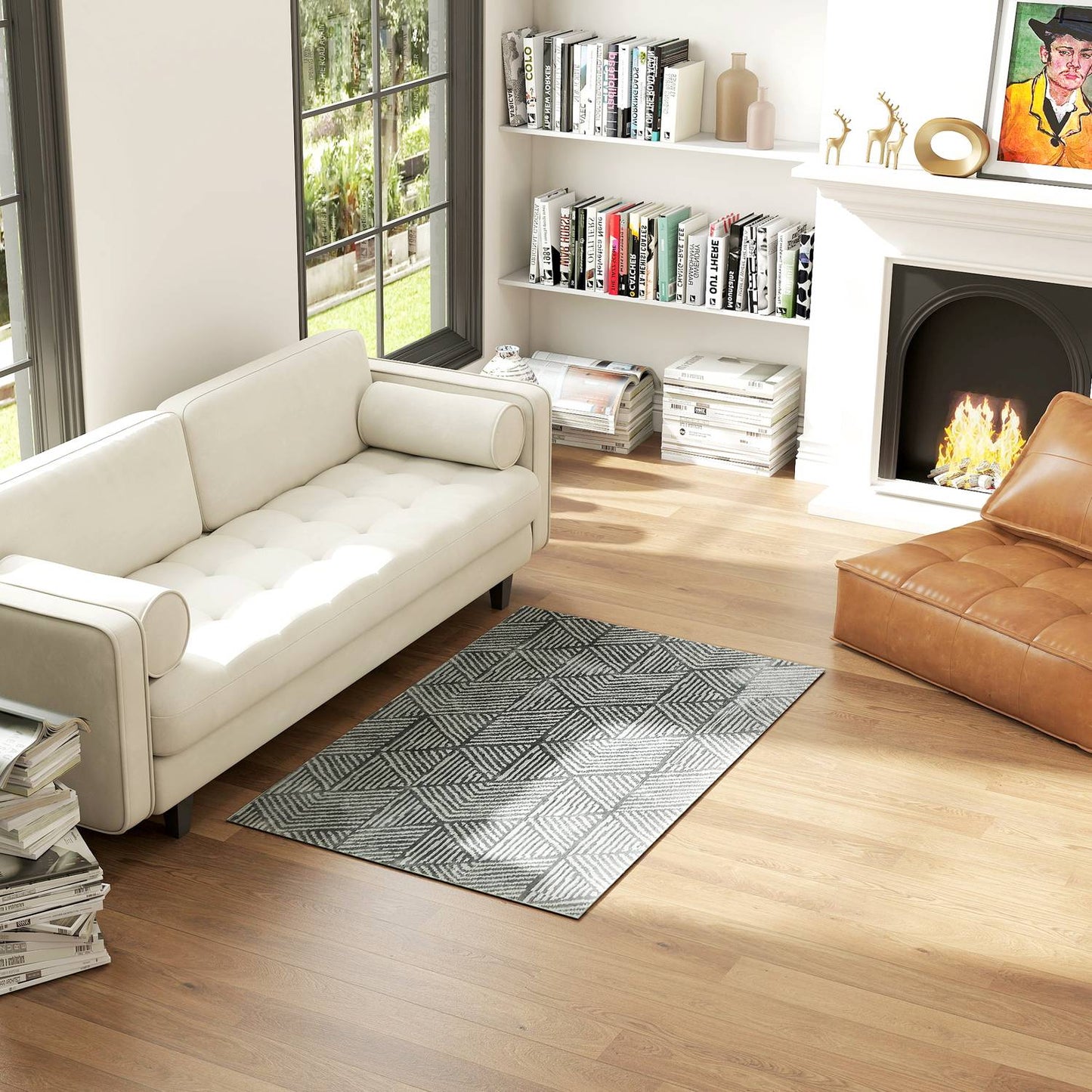 Dark Grey Washable Living Room Rug – 150 x 80 cm