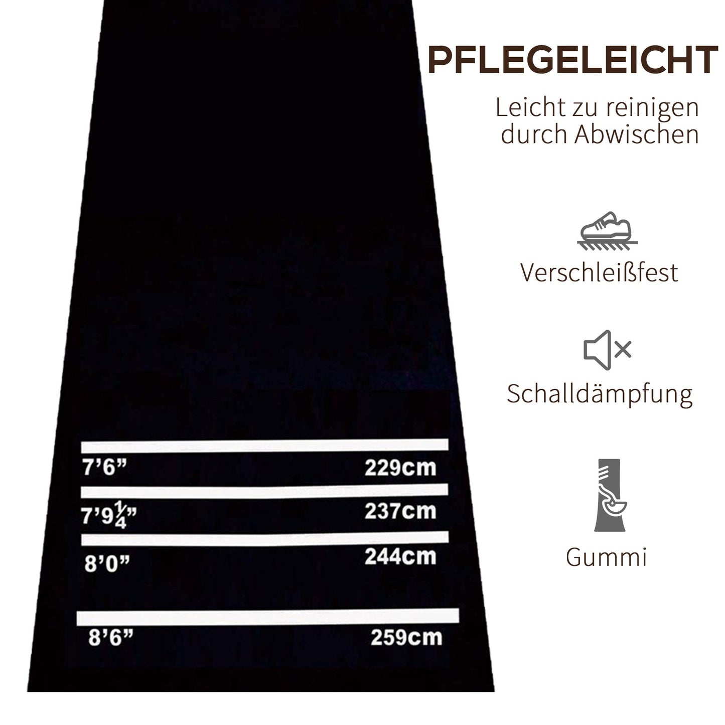 Dart mat, non-slip rubber mat for steel and soft darts