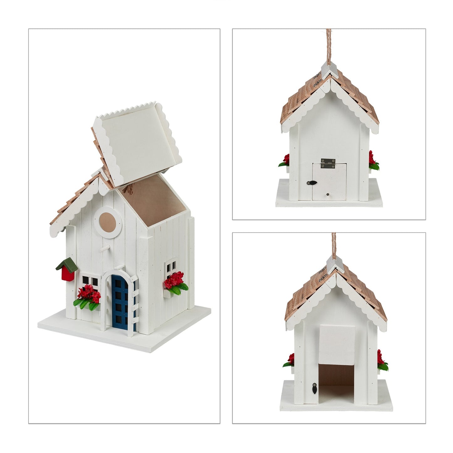 <p>The country-style birdhouse enhances your garden with rustic charm and weatherproof durability. Crafted from poplar and pine, it offers a cozy retreat for birds while beautifying your outdoor space.</p>
<ul>
<li>Enhance your garden with a unique rural