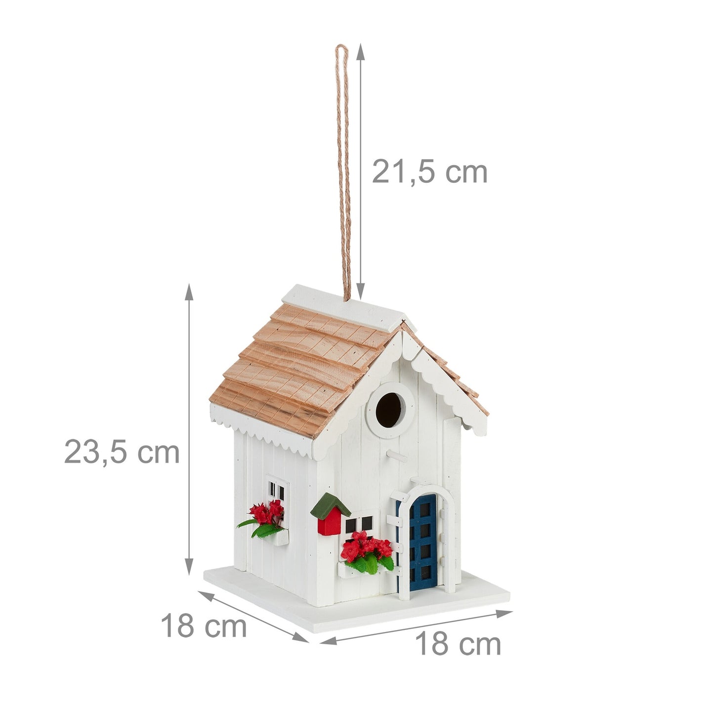 <p>The country-style birdhouse enhances your garden with rustic charm and weatherproof durability. Crafted from poplar and pine, it offers a cozy retreat for birds while beautifying your outdoor space.</p>
<ul>
<li>Enhance your garden with a unique rural