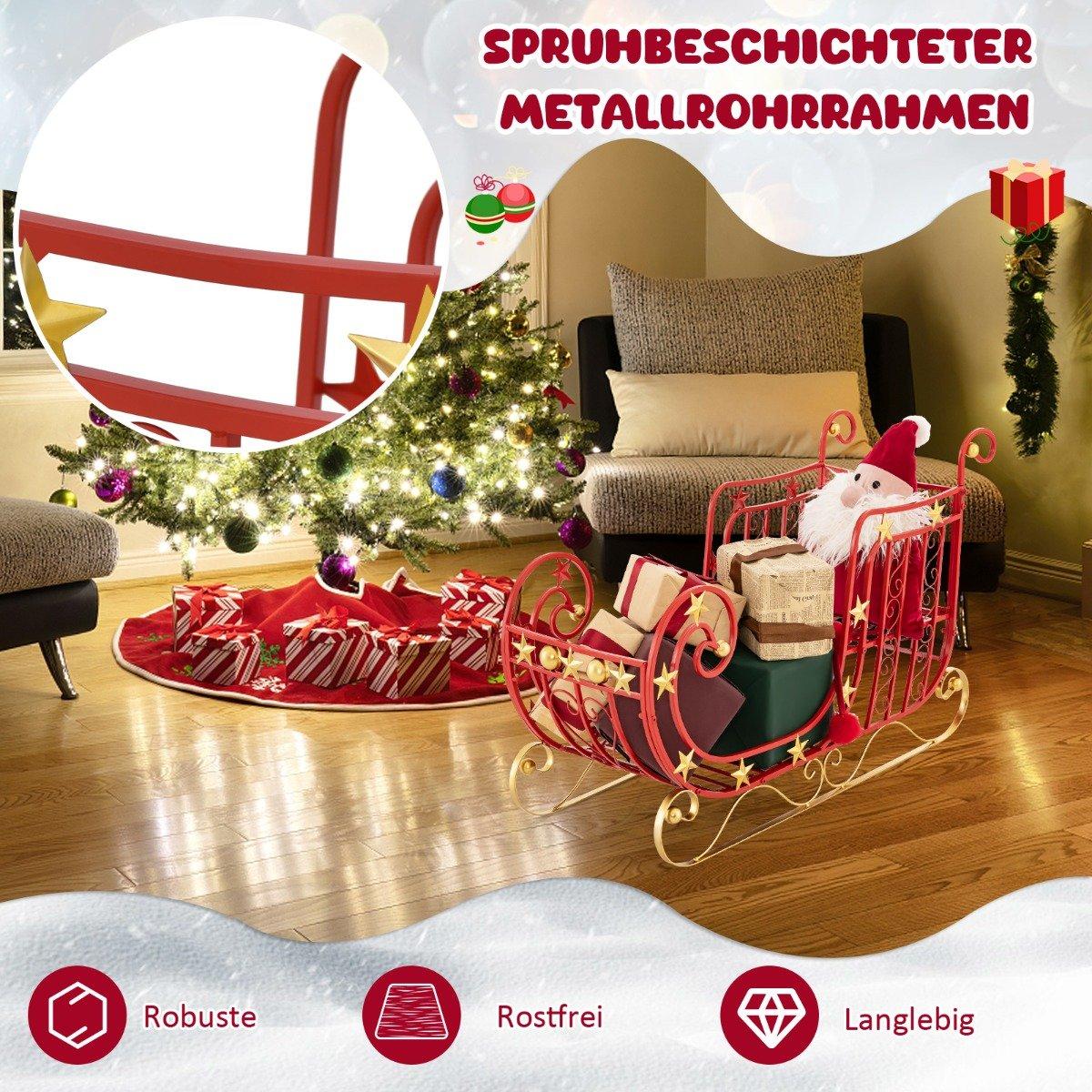 Decorative sleigh for Christmas metal sleigh Christmas decoration 99 x 36 x 61 cm red