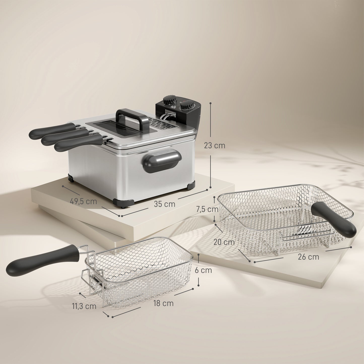 Deep Fryer, 5L Oil Capacity, Timer, 2000W, Silver