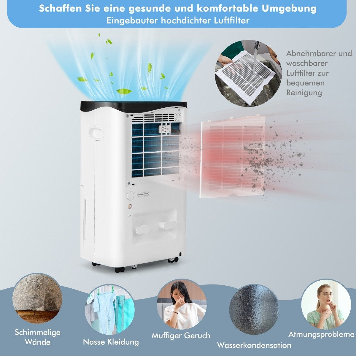 Dehumidifier Room Dehumidifier Mobile Dehumidifier Electric Dehumidifier 25L/24h Room size approx. 60m²