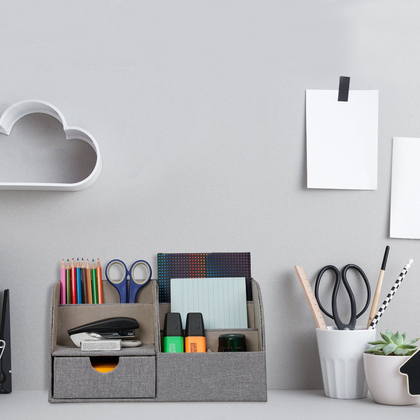 Desk Organiser Linen Look