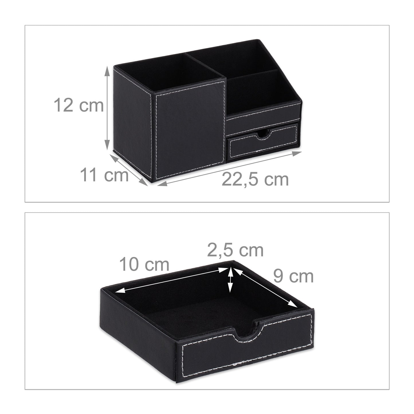 Desk organization in leather look