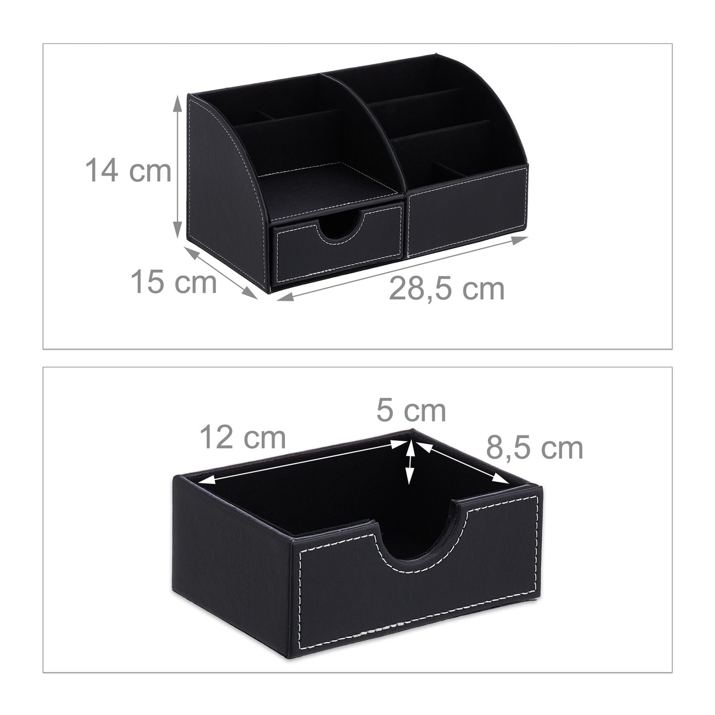 Desk organization in leather look