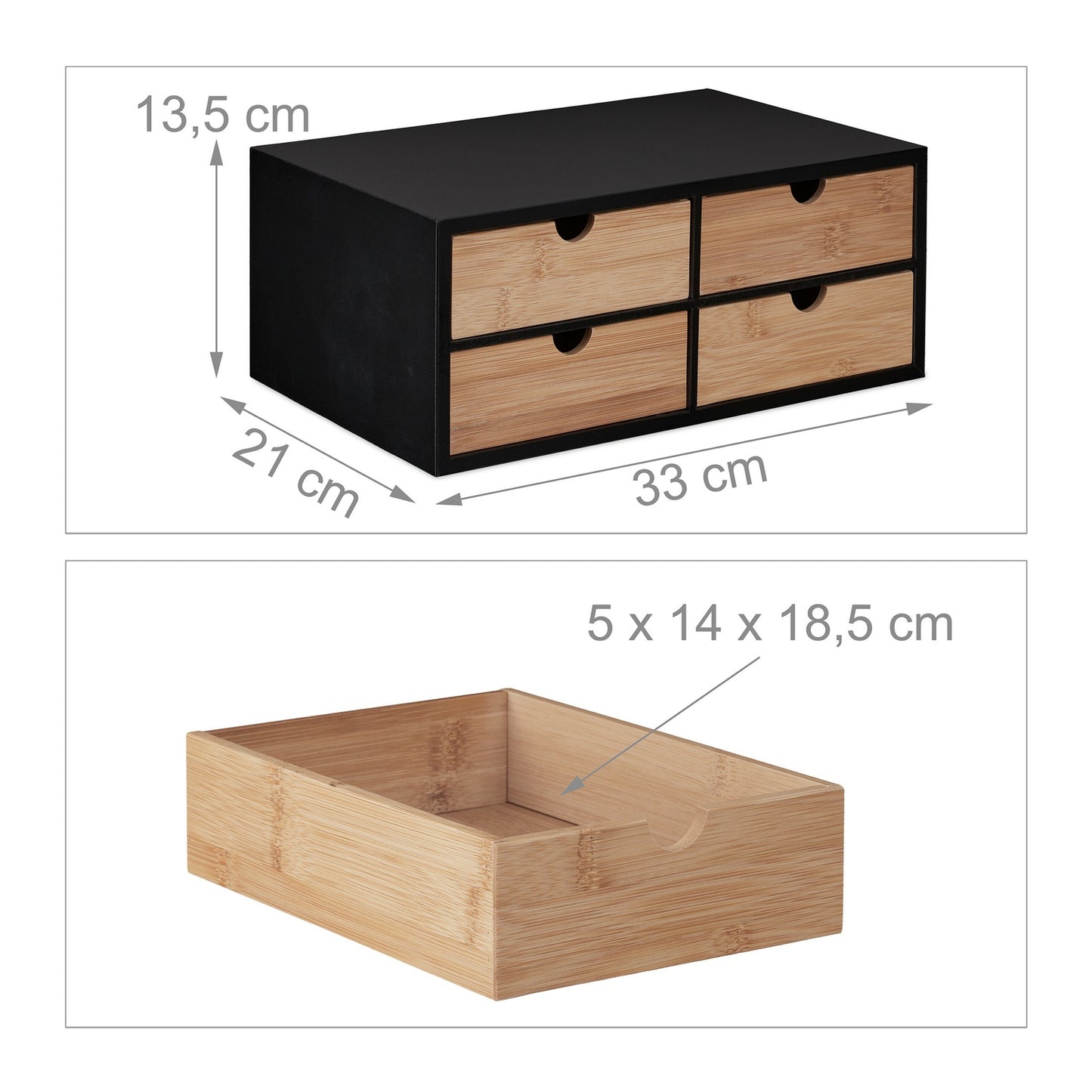 Desk organization with 4 drawers