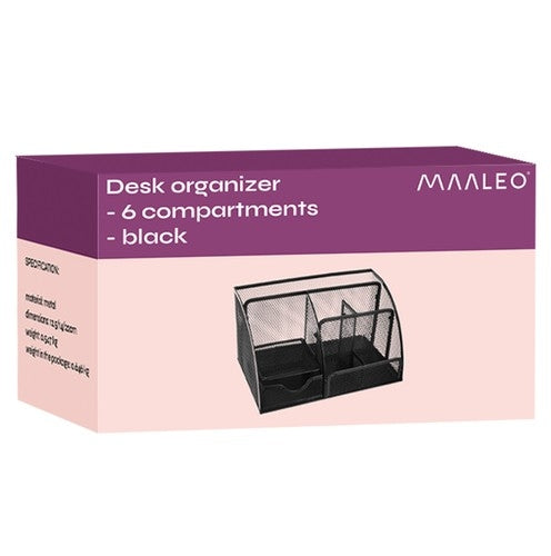 Desk organizer - 6 compartments - black