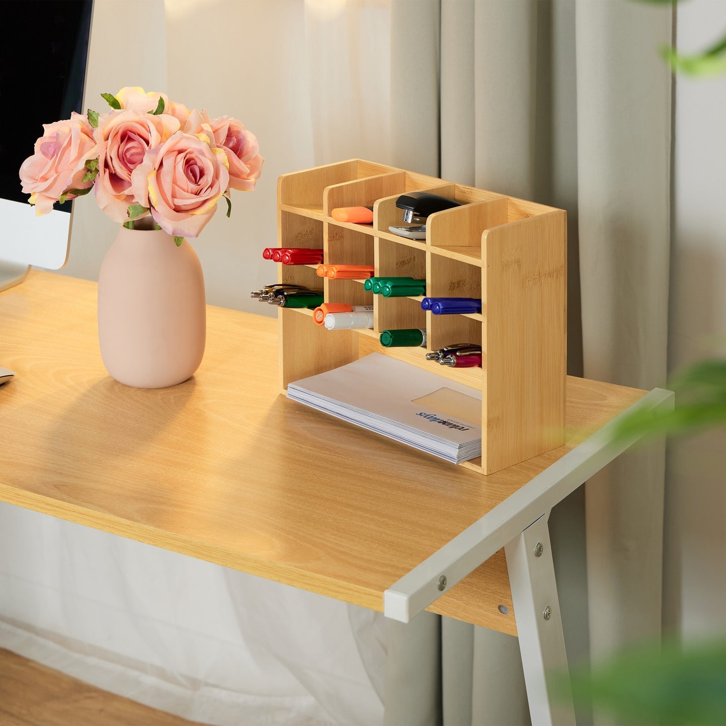 Desk organizer in bamboo