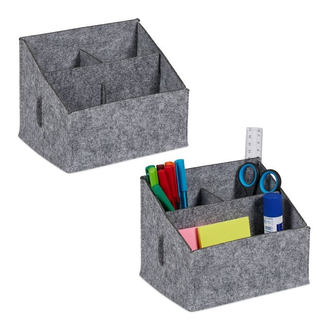 Desk organizer in felt, 2 pcs