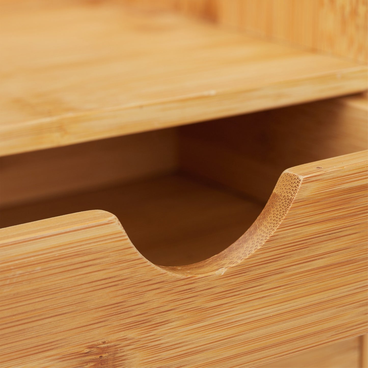 Desk storage with bamboo drawers