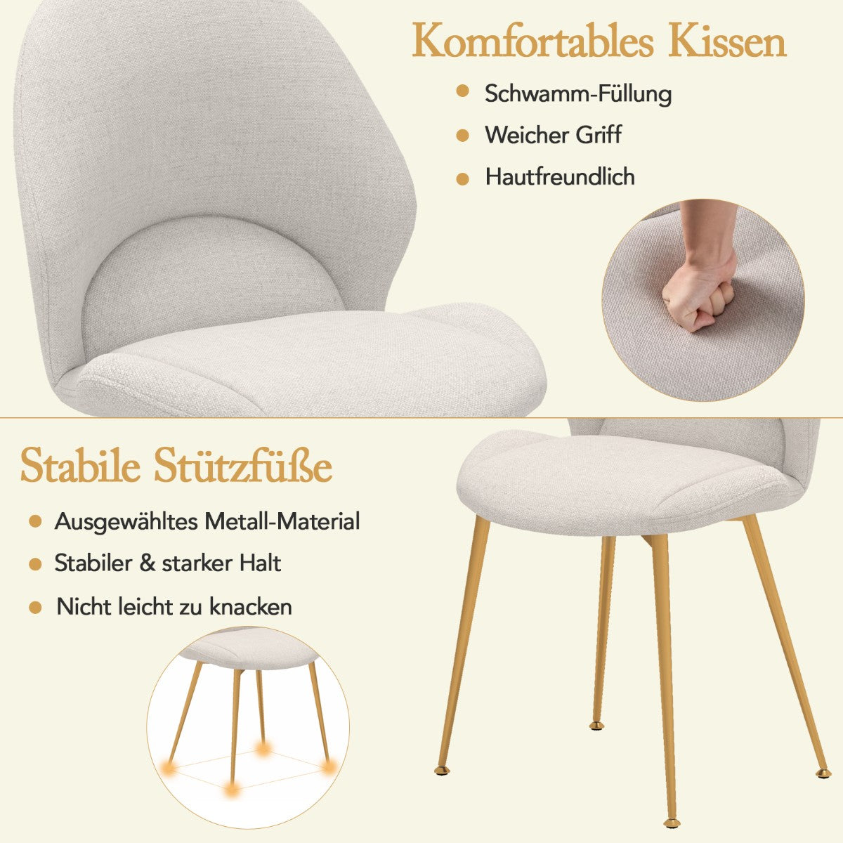 Dining Chairs Set of 2, Ergonomic, 150kg Capacity