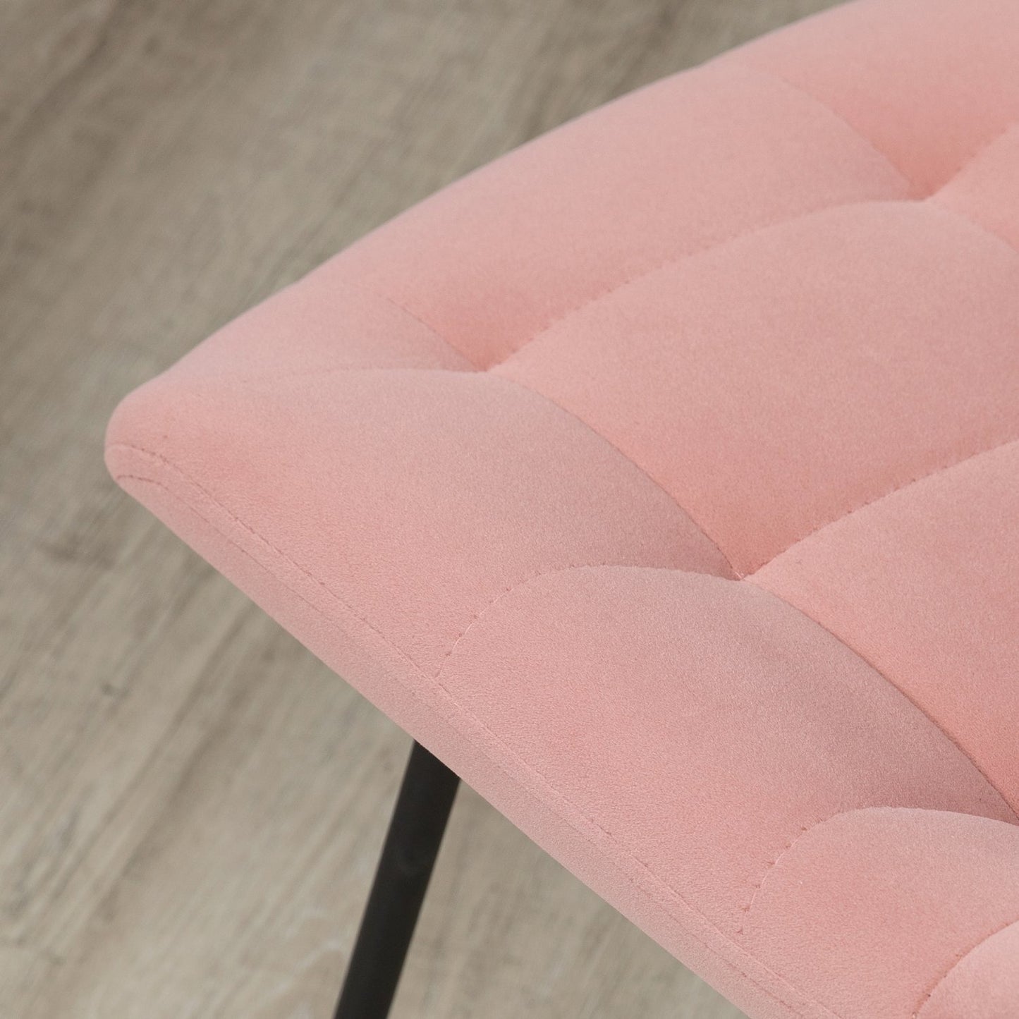 Set of 2 dining chairs in velvet, pink, retro design, steel legs