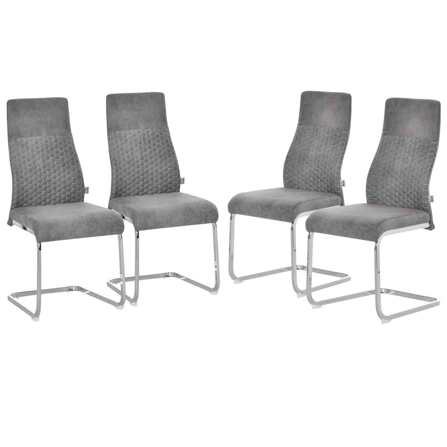 Velvet dining room chairs Set of 4, Steel frame, Grey