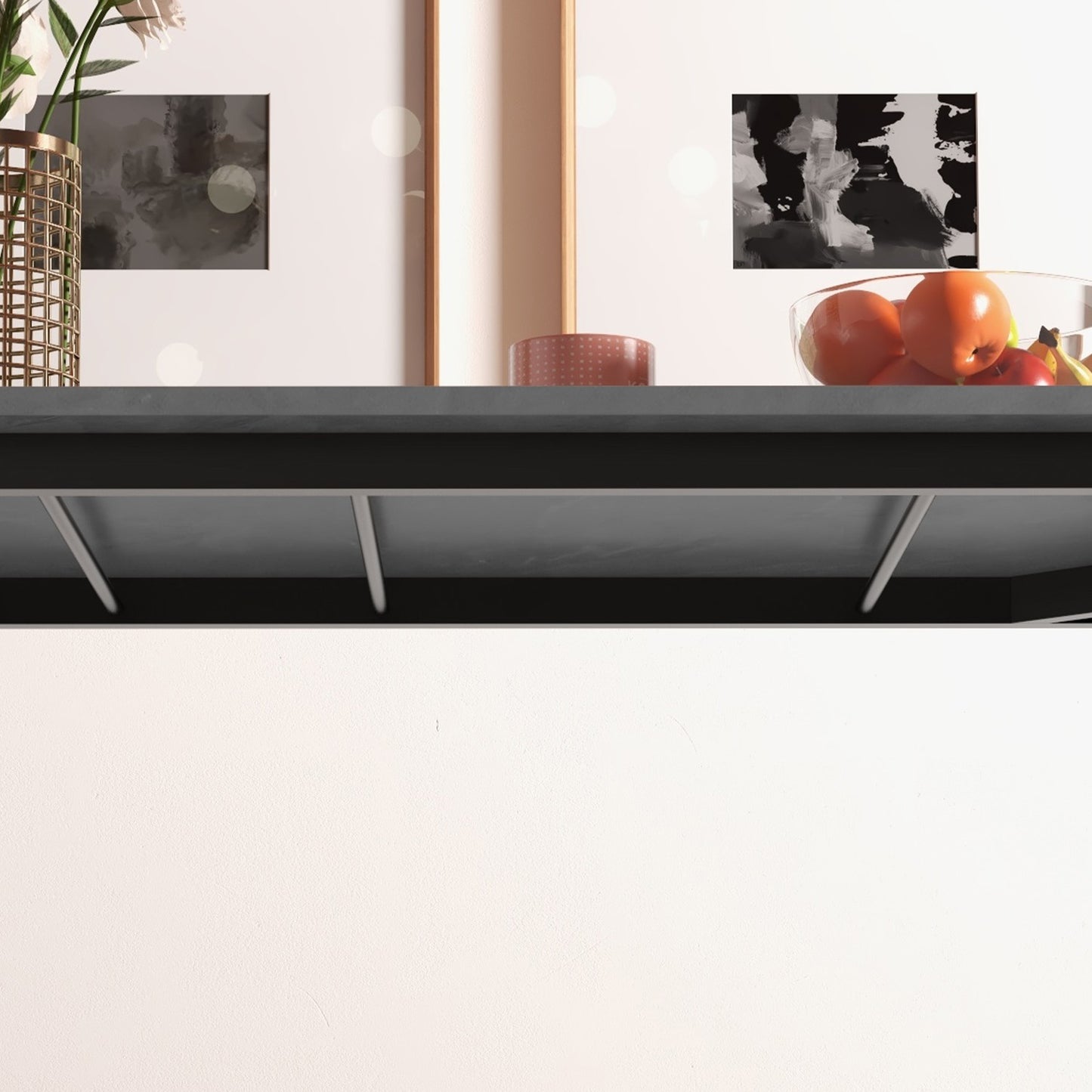 Extendable dining table for 6 - Dark gray steel, 110-160cm