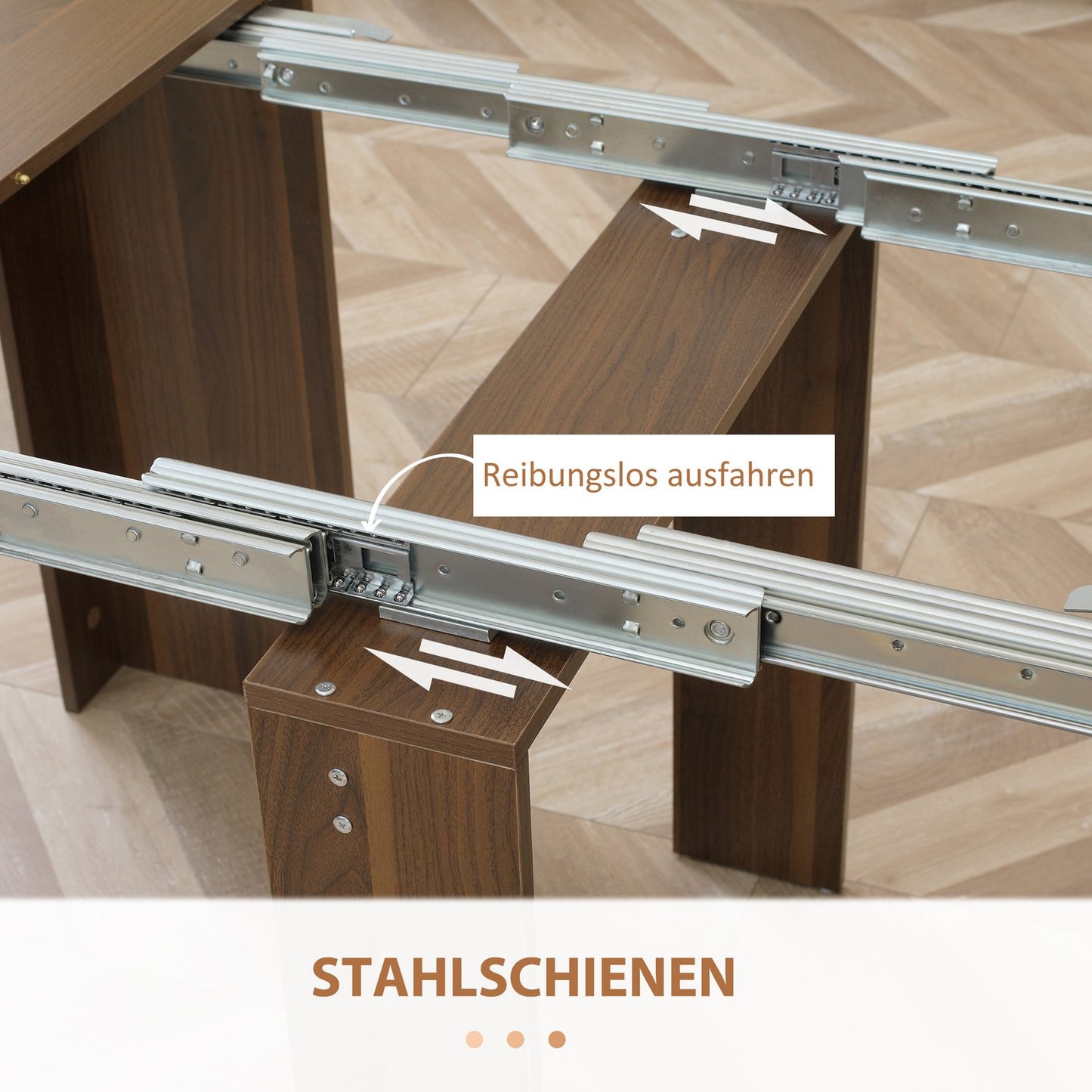 Modern extendable brown dining table, 180 x 85 cm