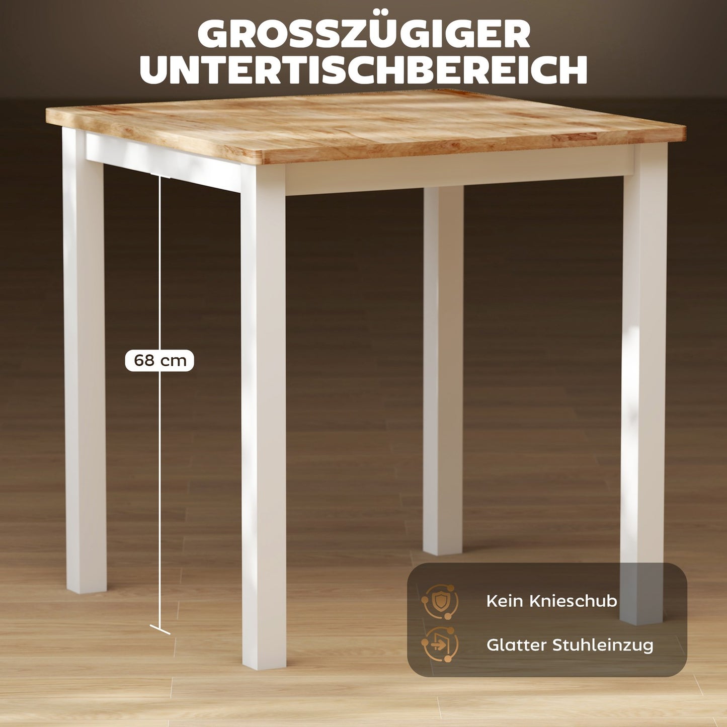 Dining Table for 4, Rubberwood, Oak Finish