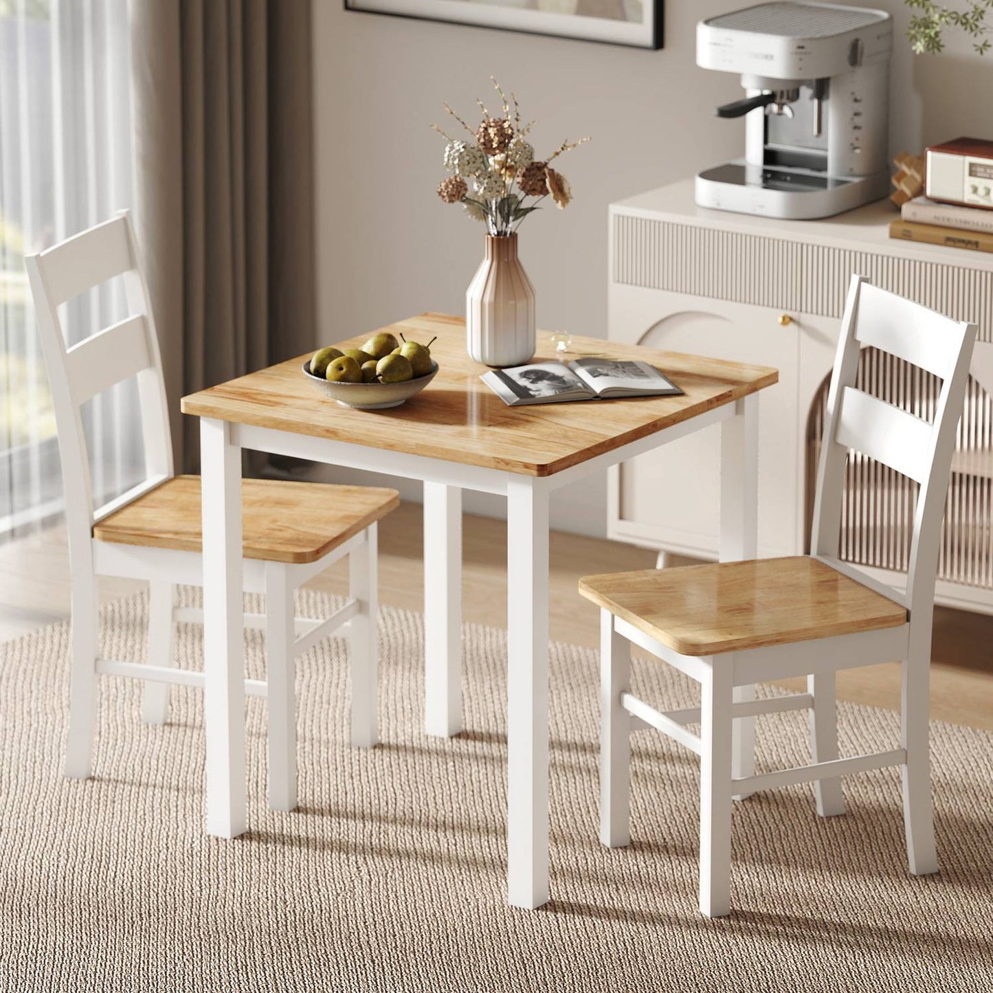 Dining Table for 4, Rubberwood, Oak Finish
