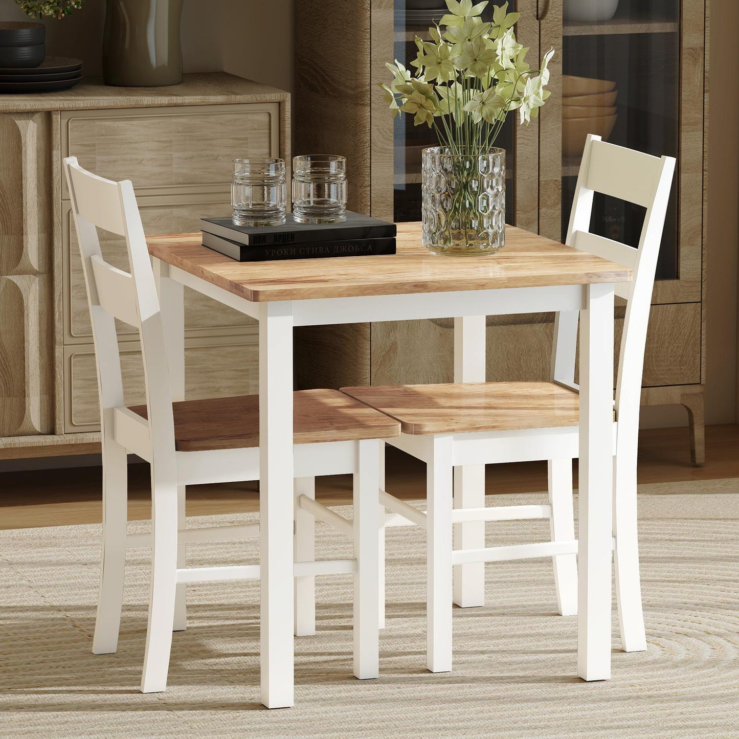 Dining Table for 4, Rubberwood, Oak Finish