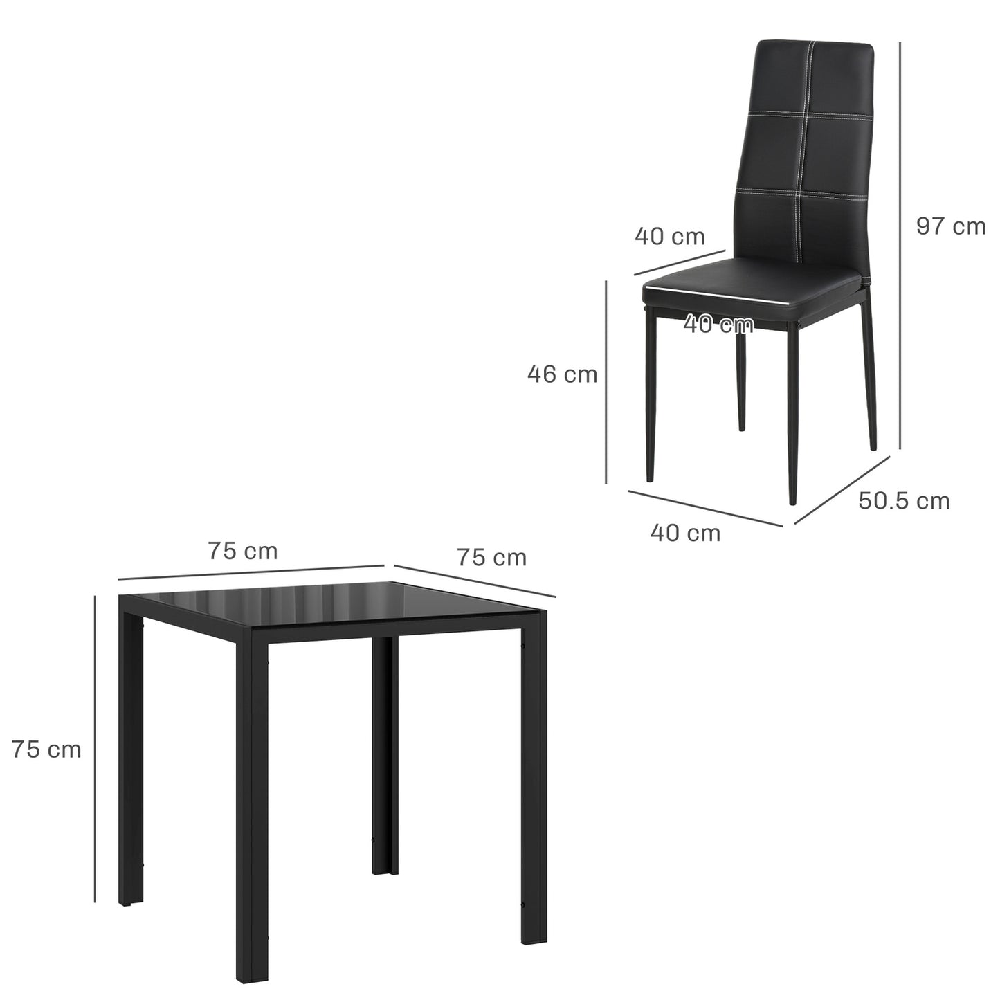 Dining set dining table with 4 chairs space-saving dining room group seating group black