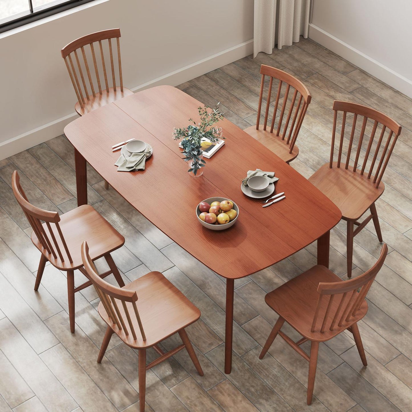 Dining Table, Solid Pine, 150x80 cm, Seats 6, Brown