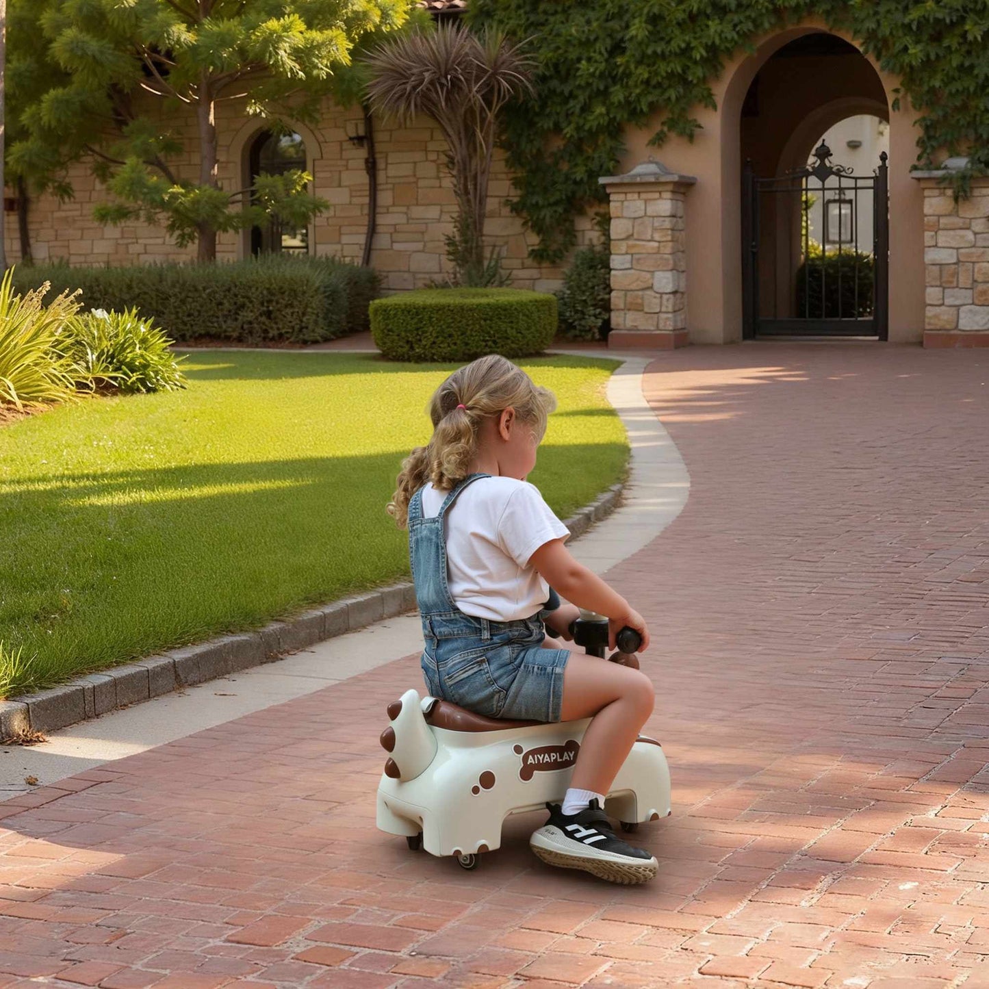 Dinosaur Ride-On Toy with Lights and Sounds, 4 Wheels