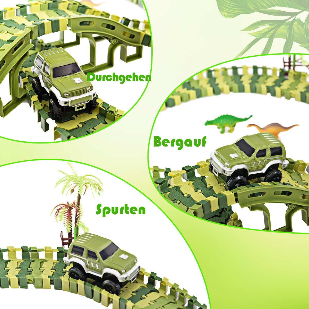 Dinosaur race track cars rail track play set for children
