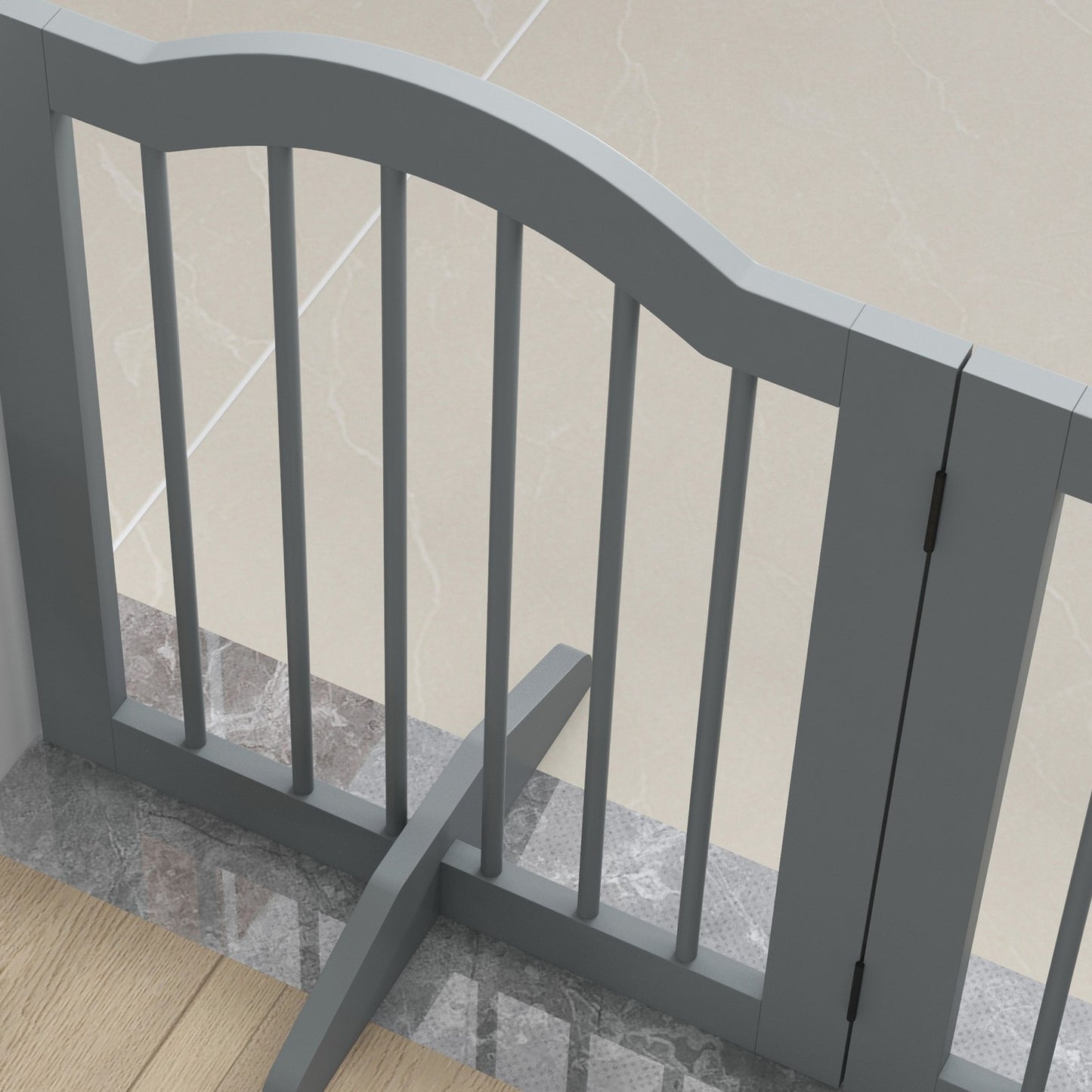 Folding dog barrier gate, 3-part, light grey, 154.5 x 61 cm
