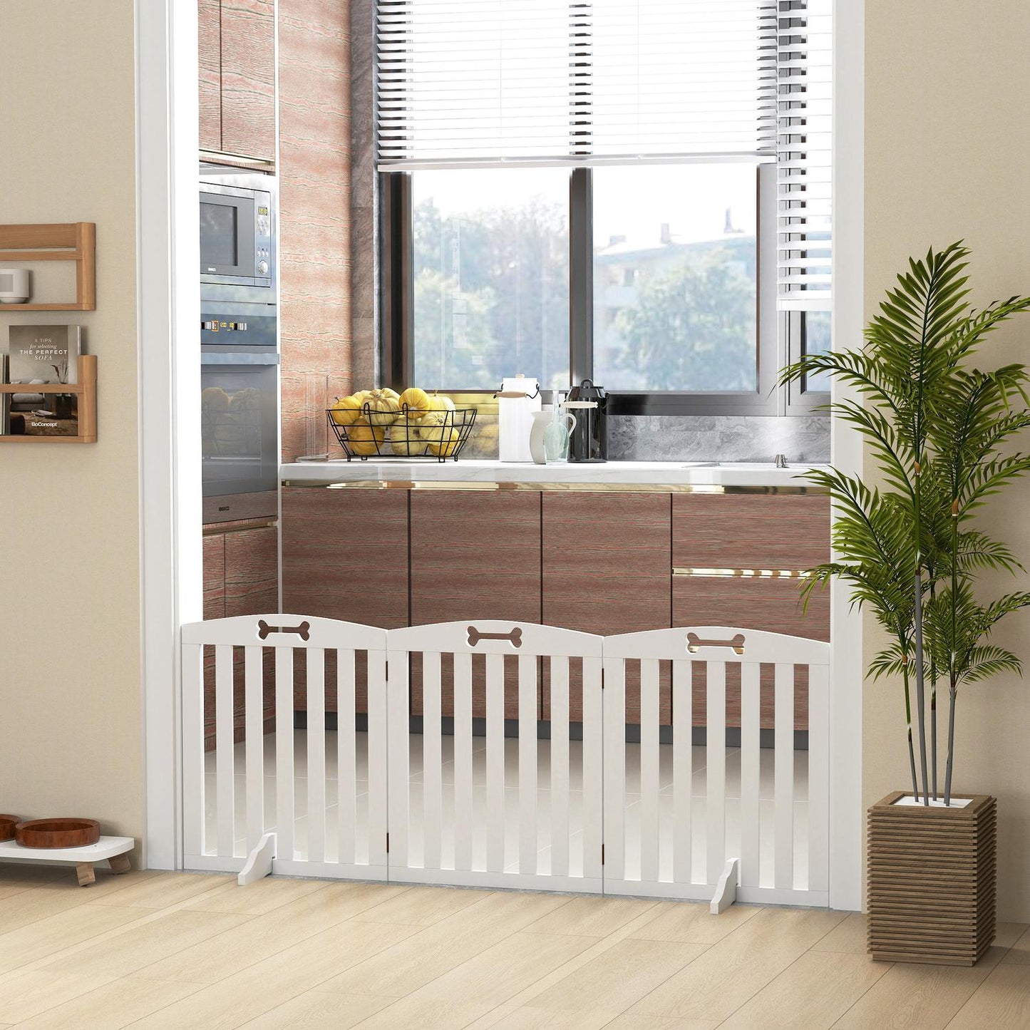 Folding dog gate - 3-part, 155x61 cm, Freestanding