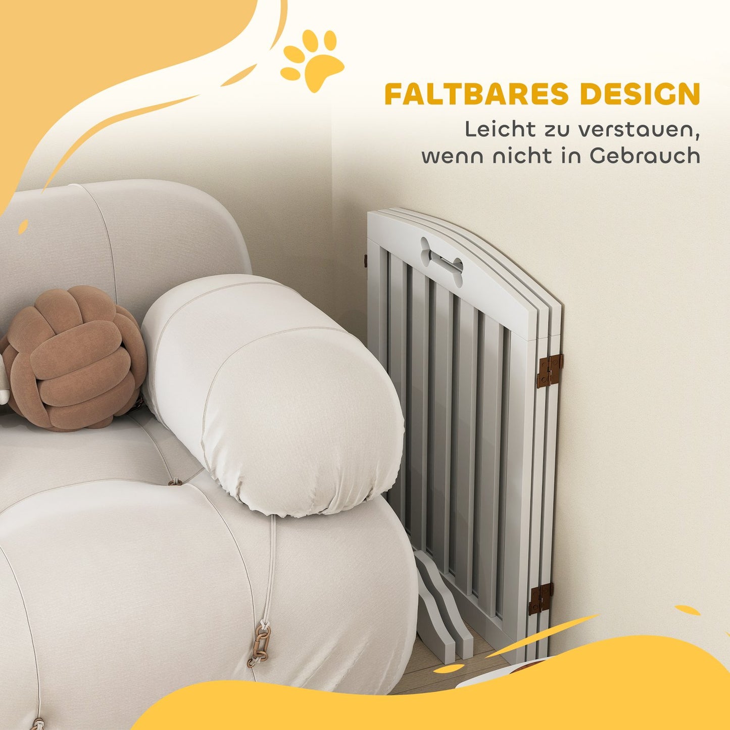 Folding dog gate - 3-part, 155x61 cm, Freestanding