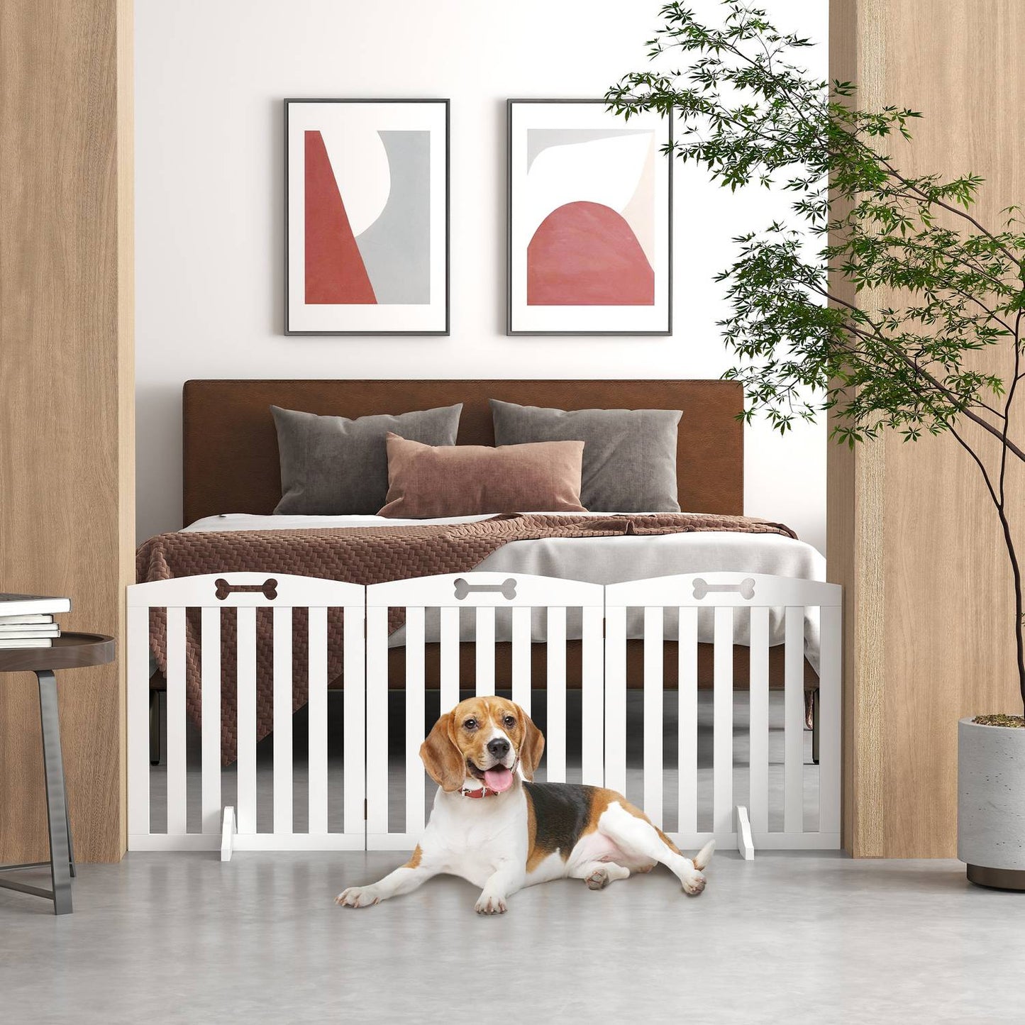 Folding dog gate - 3-part, 155x61 cm, Freestanding