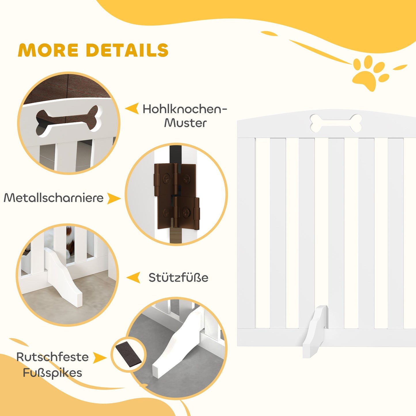 Folding dog gate - 3-part, 155x61 cm, Freestanding