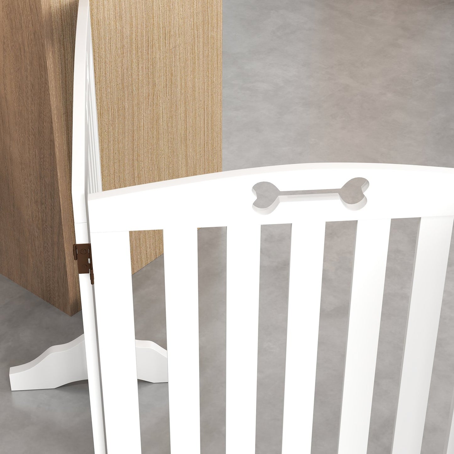 Dog barrier gate, foldable, 4-part, 207.5 x 61 cm, white