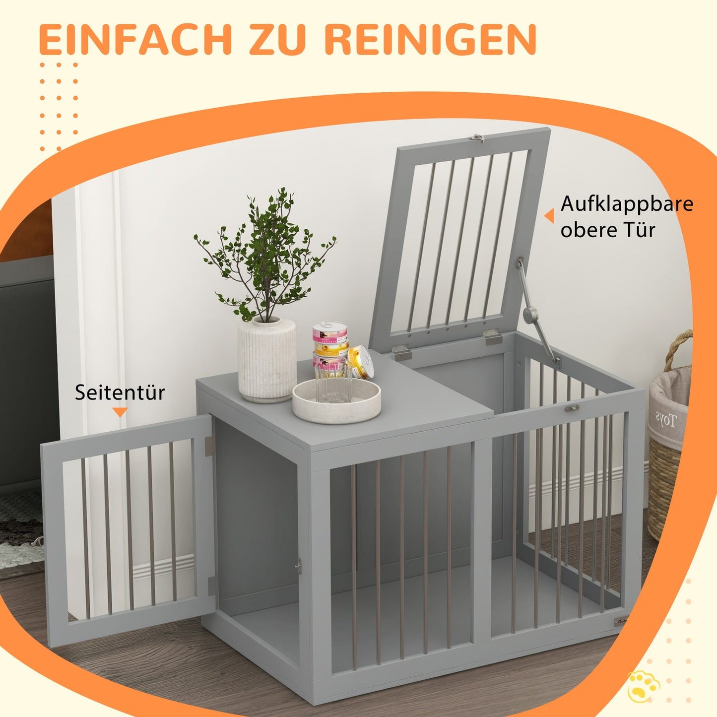 Medium dog box with doors - Gray 80 x 50 x 56.5 cm
