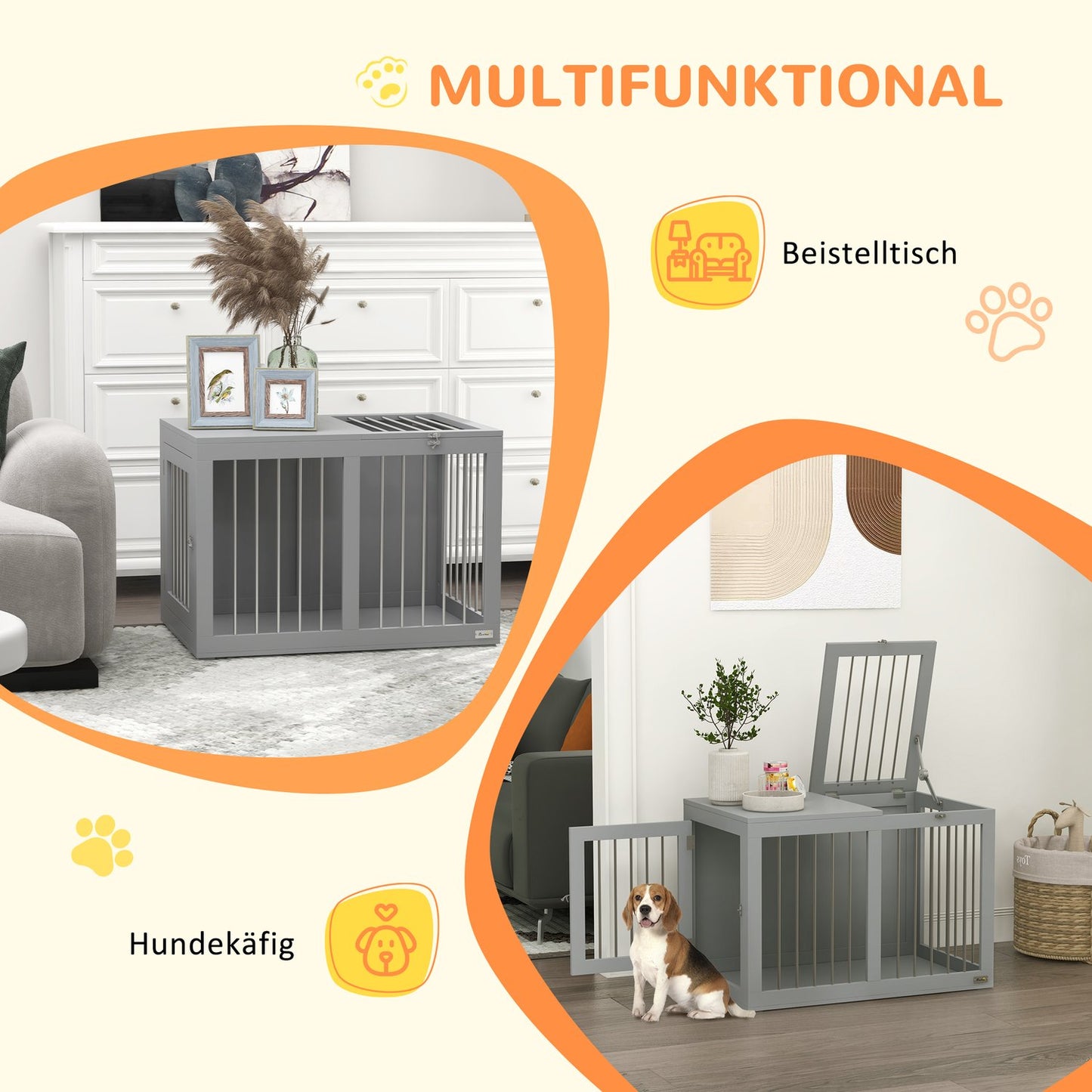Medium dog box with doors - Gray 80 x 50 x 56.5 cm