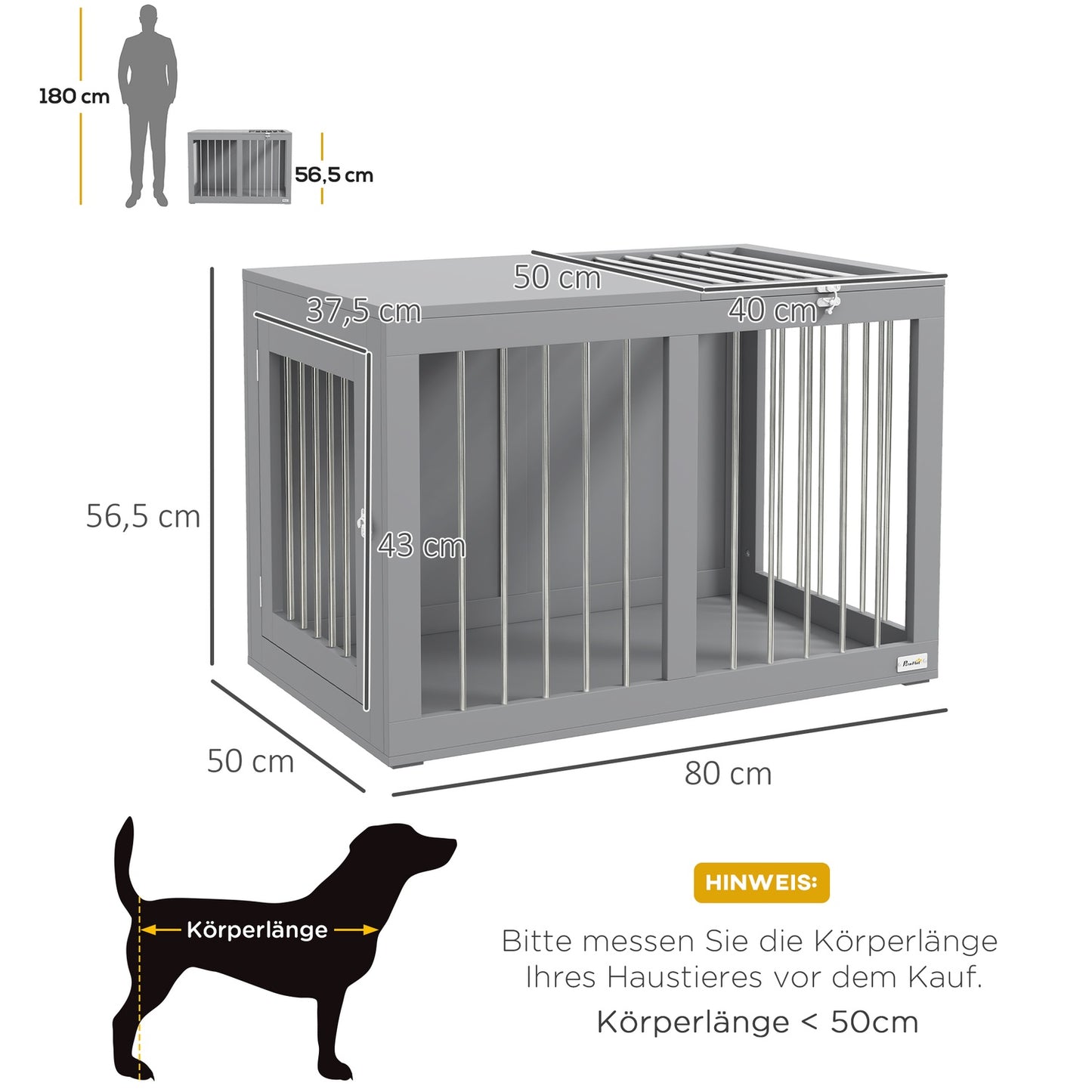 Medium dog box with doors - Gray 80 x 50 x 56.5 cm