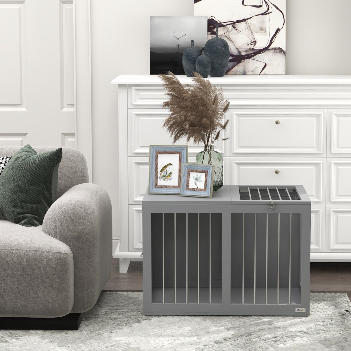 Medium dog box with doors - Gray 80 x 50 x 56.5 cm