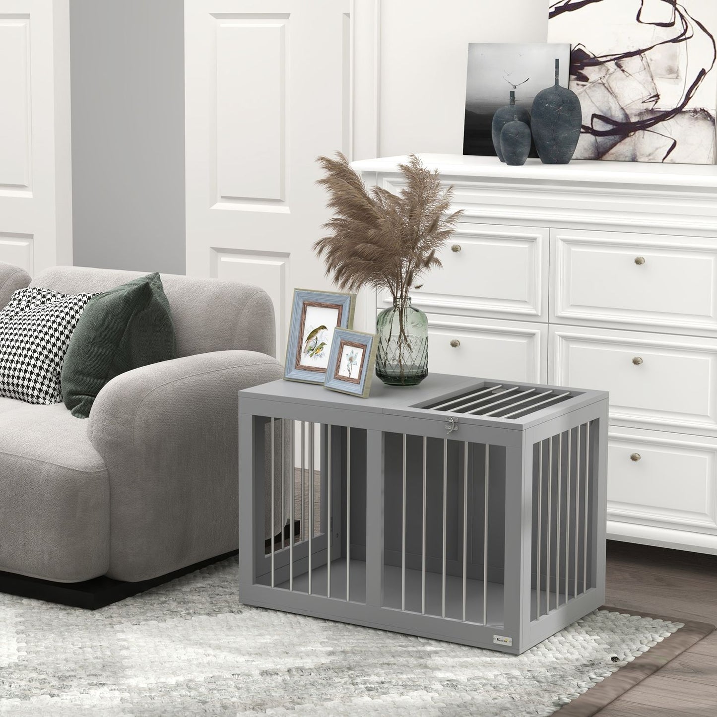 Medium dog box with doors - Gray 80 x 50 x 56.5 cm