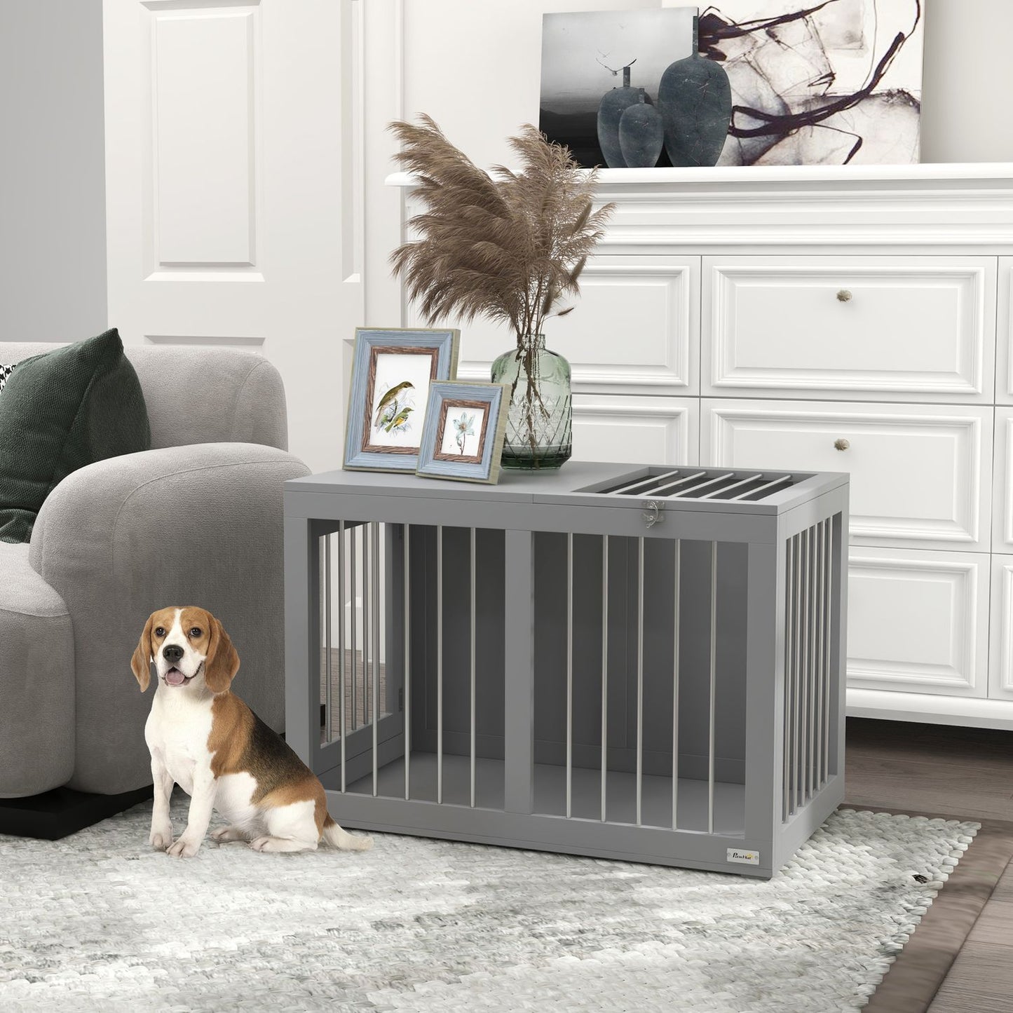 Medium dog box with doors - Gray 80 x 50 x 56.5 cm