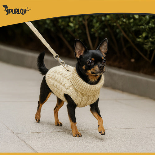 Dog/Cat Sweater, Warm Beige Knit, Size S