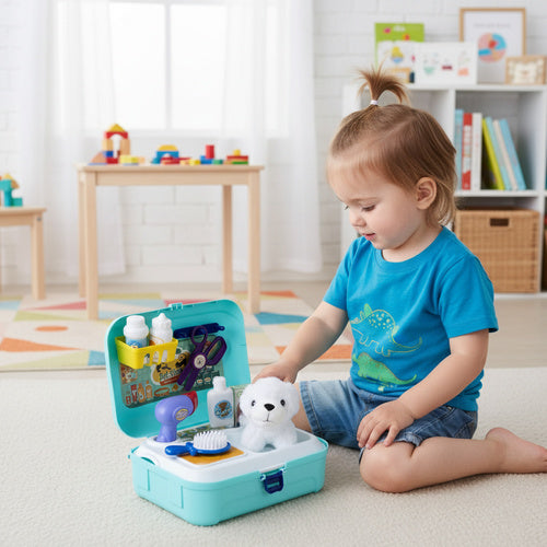 Dog Grooming Toy Set with Accessories in Backpack