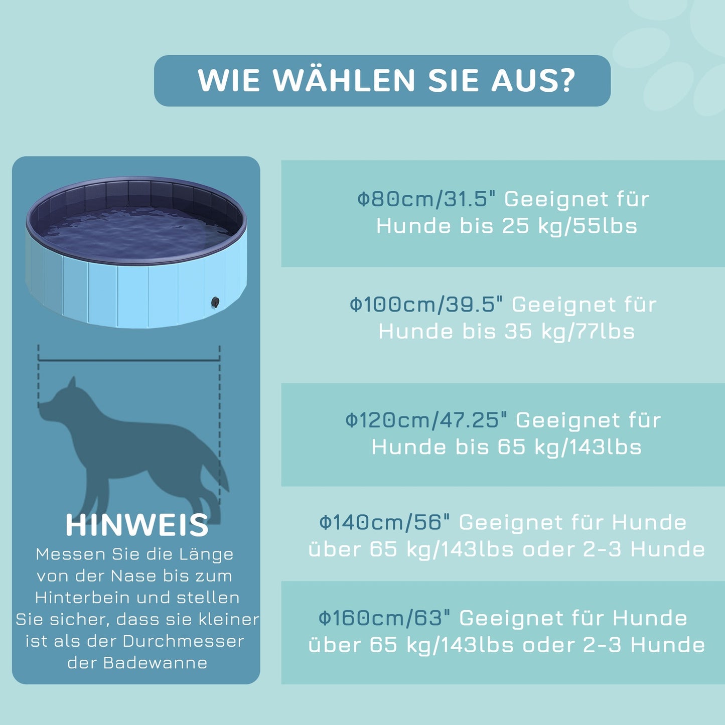 Large dog pool, robust PVC/wood, 120x30 cm - Summer cooling