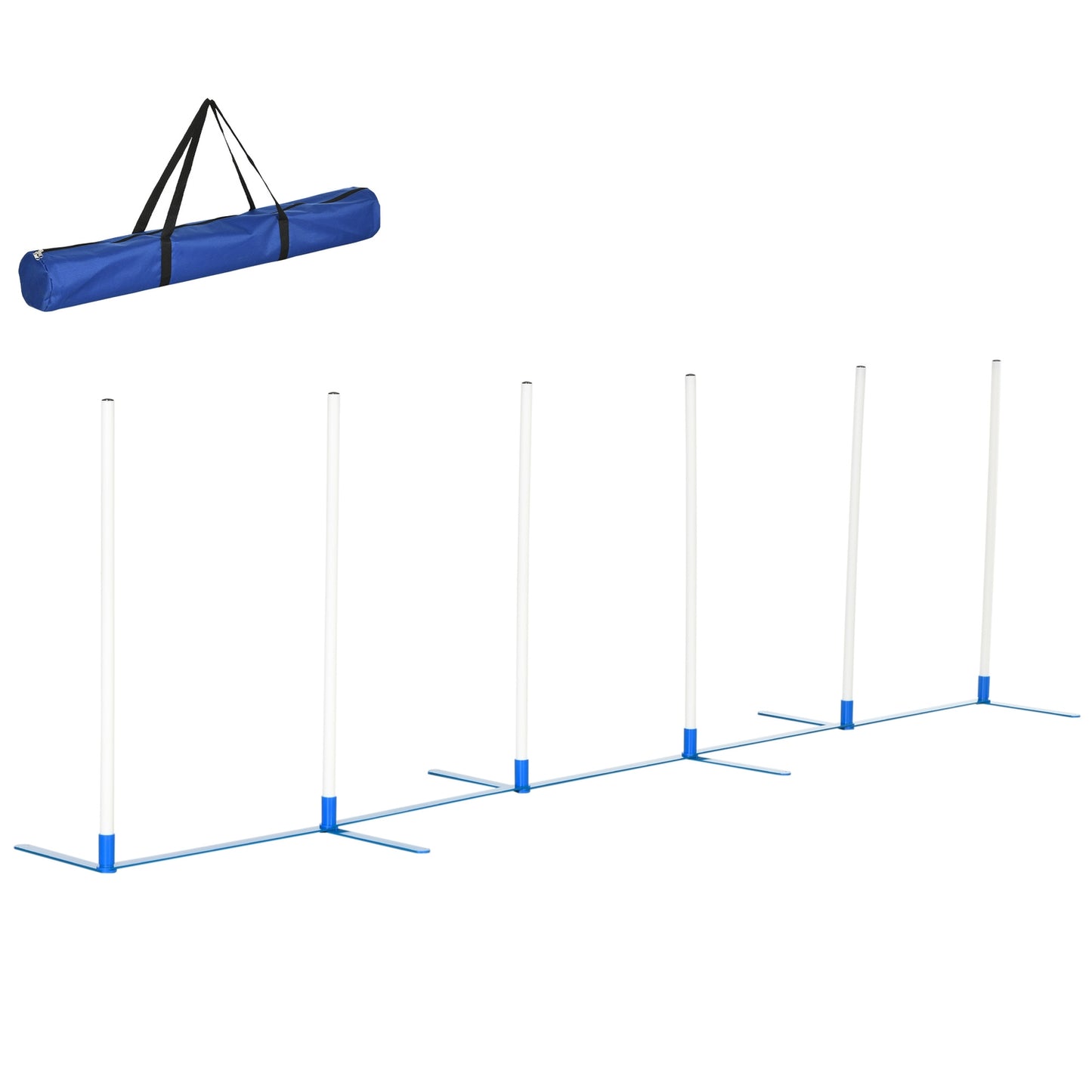 Dog training slalom poles Set with carrying bag, 305x60x94 cm