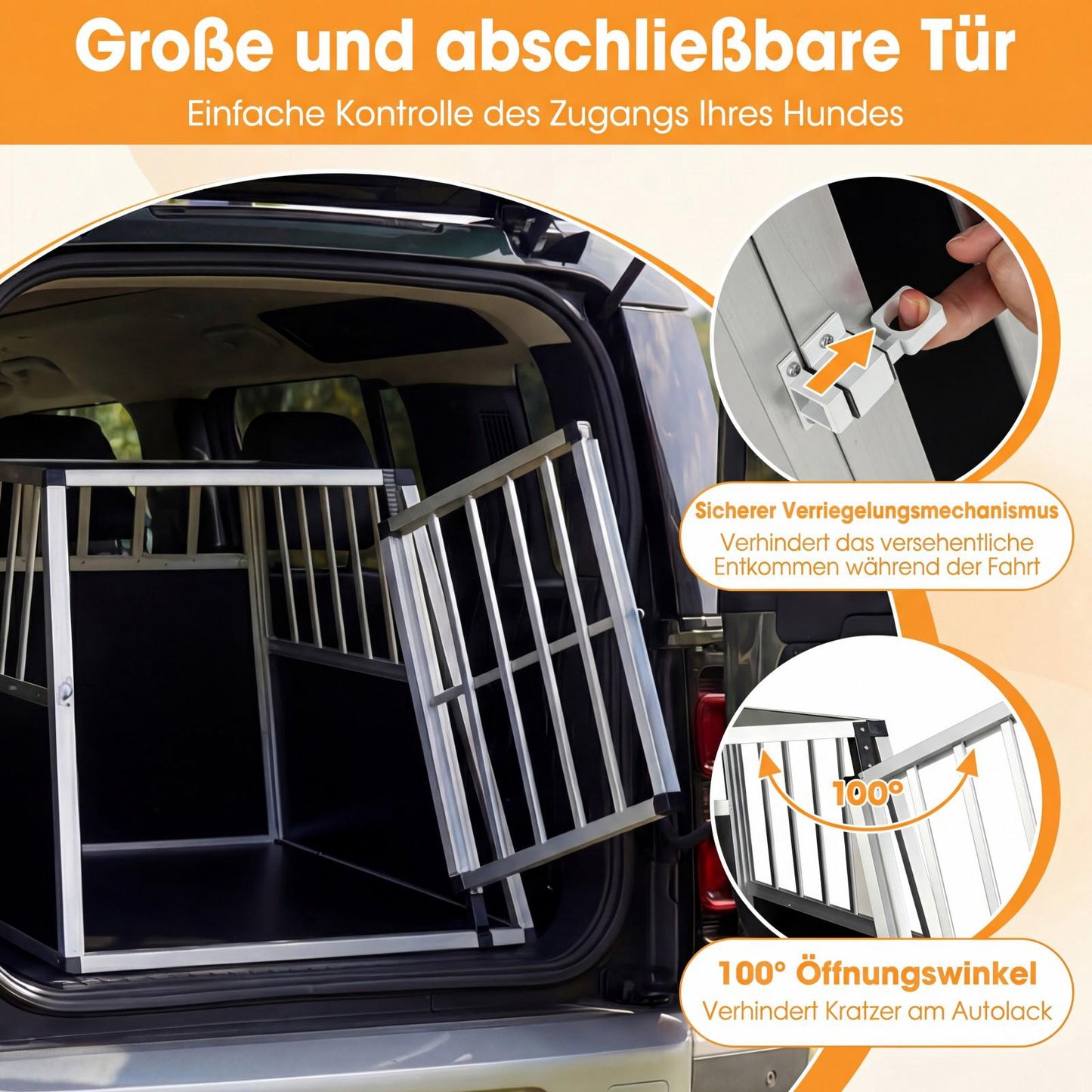 Dog Transport Box with Lockable Door & Divider, 91x65x69.5 cm