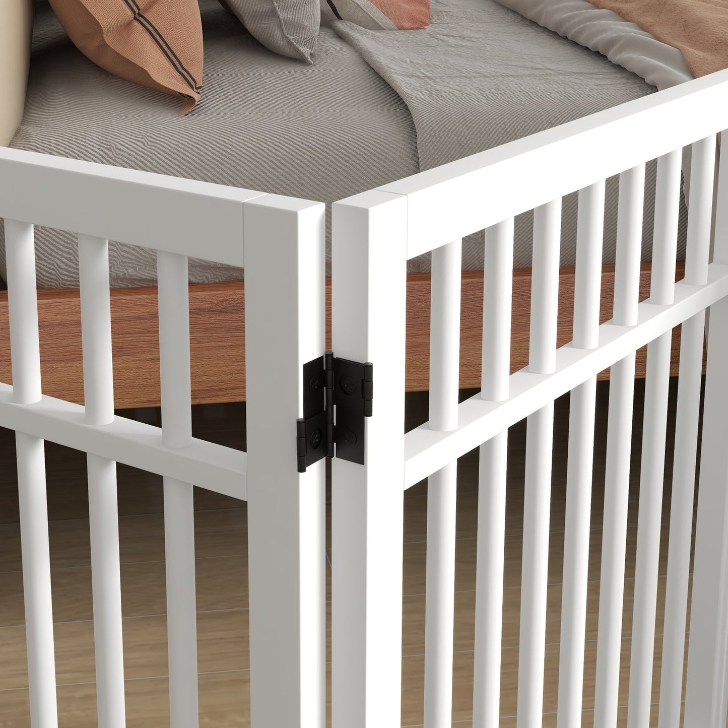 Folding wooden dog gate, 183x61cm, 4-piece set