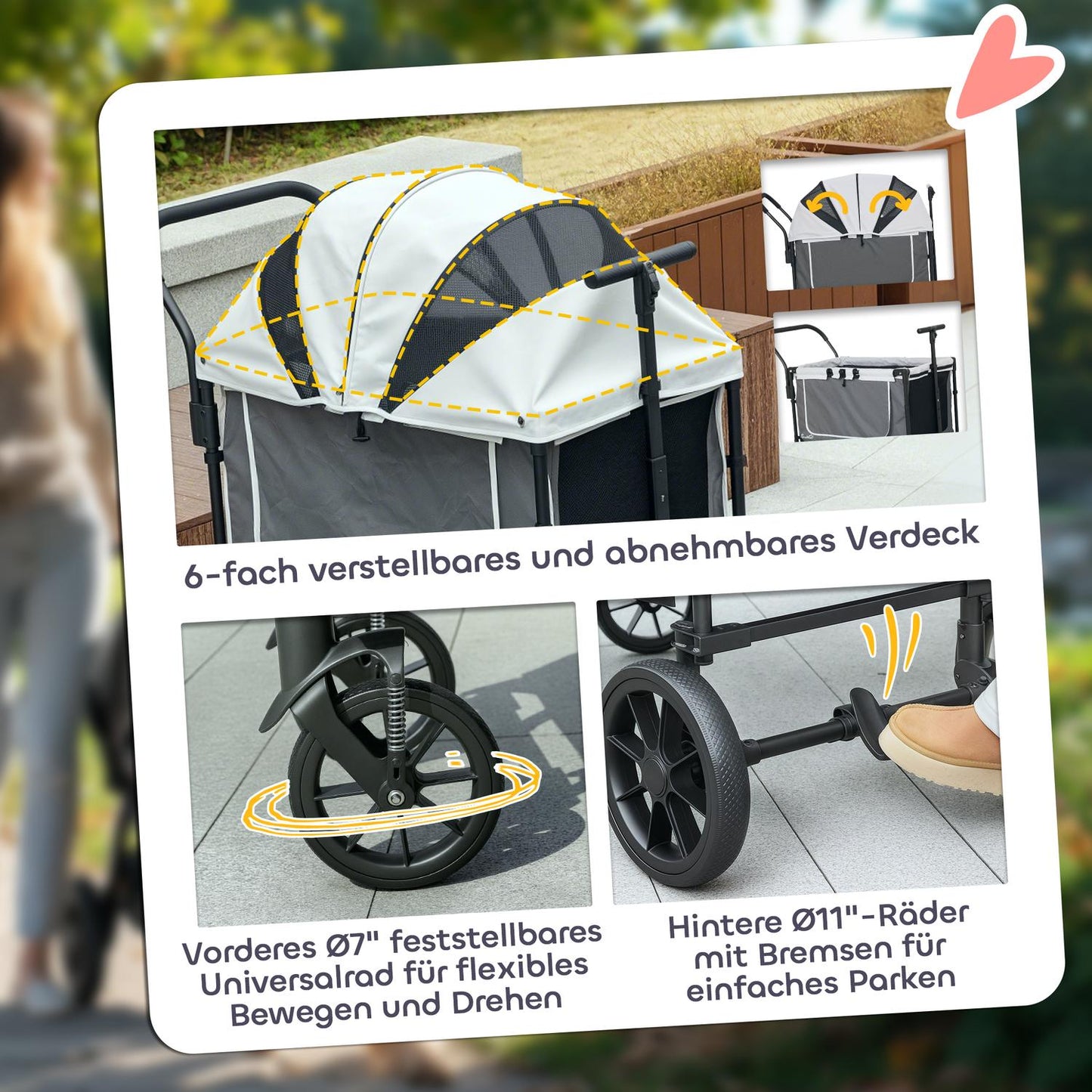 Dog buggy foldable for dogs & cats up to 30 kg 110 x 65 x 102 cm dark grey