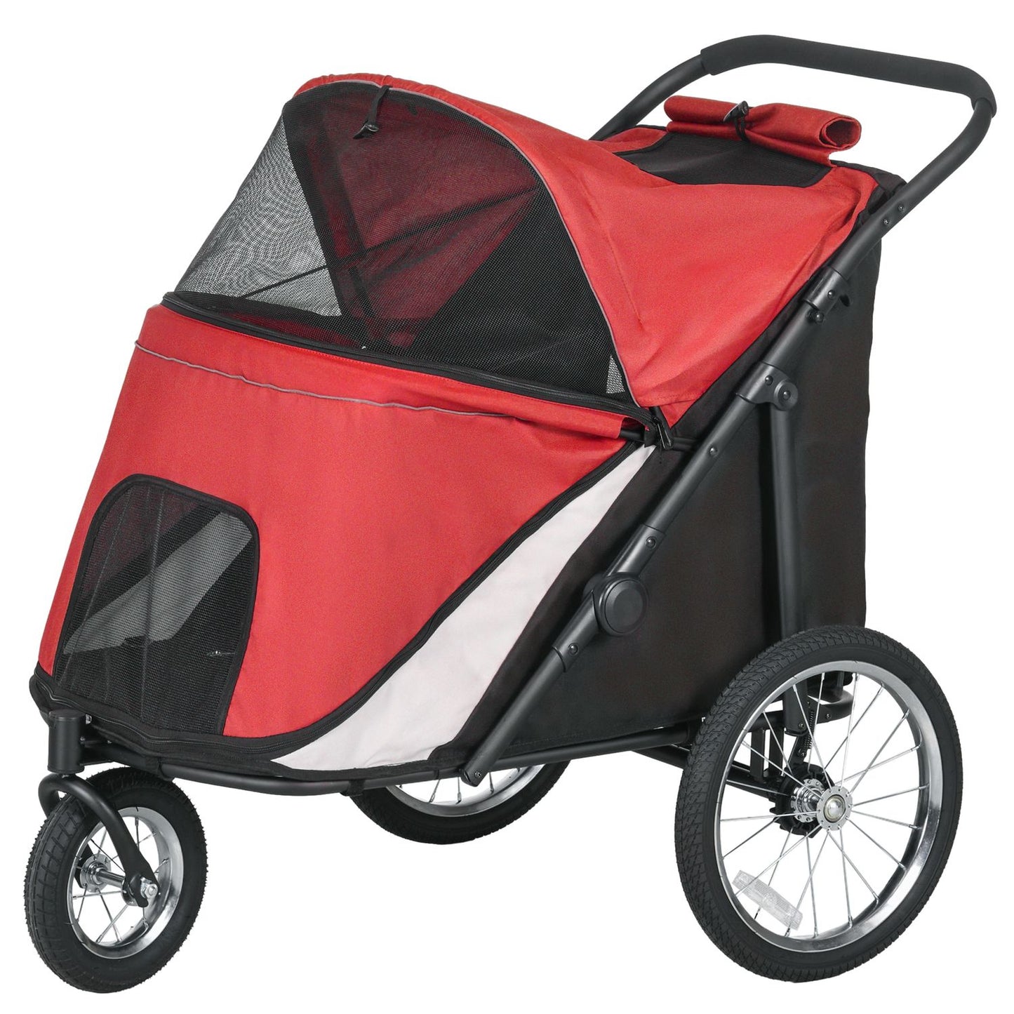 Foldable Dog Stroller with Reclining Cushion, Steel Frame