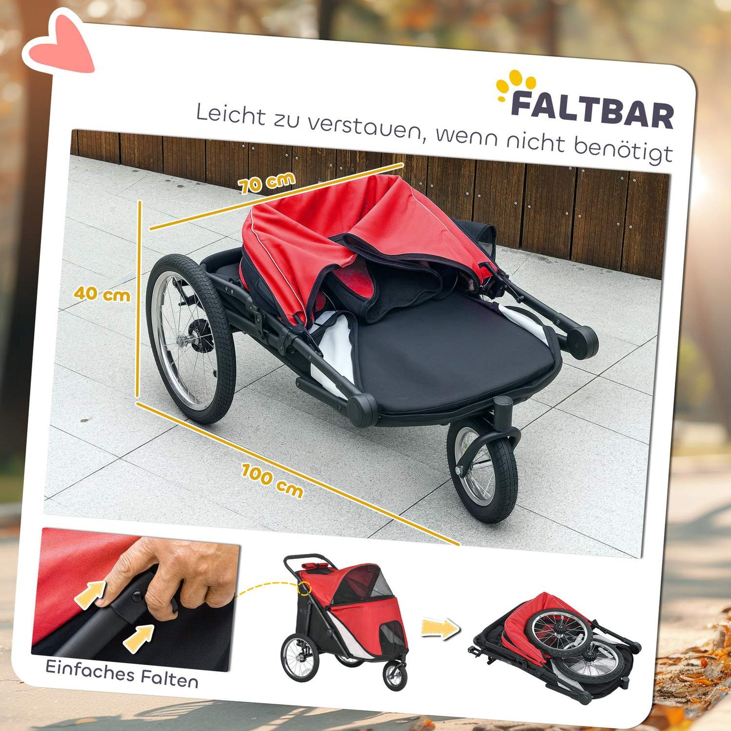 Foldable Dog Stroller with Reclining Cushion, Steel Frame