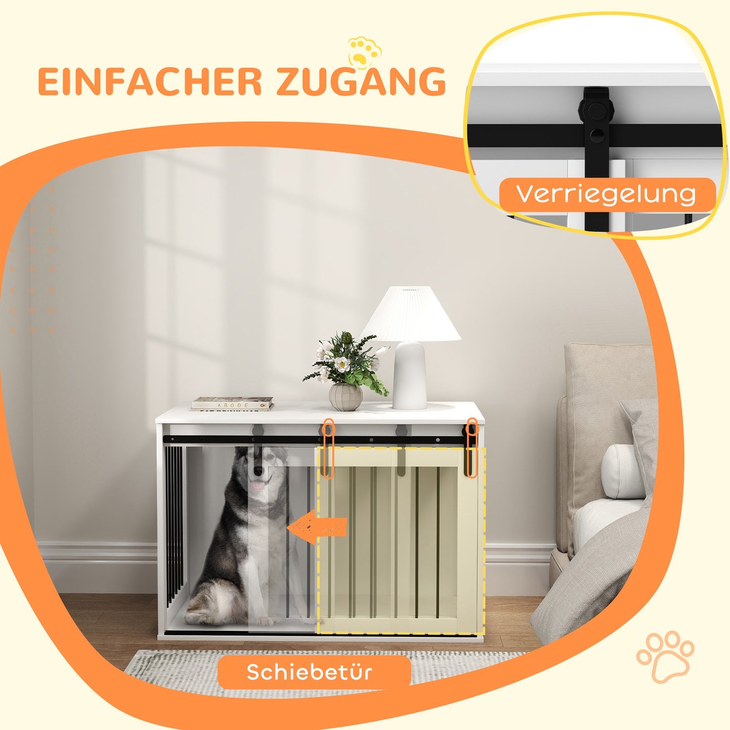 Dog Crate with Sliding Door, Ventilation, 98x58x61 cm